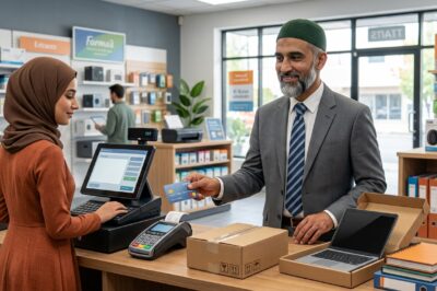 A Muslim using a conventional credit card for a business purchase