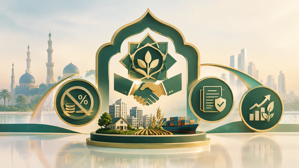 Abstract illustration representing the principles of Islamic finance