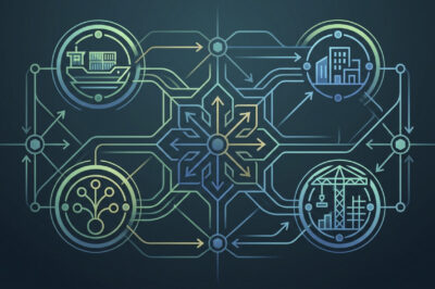 Interconnected infrastructure network diagram.