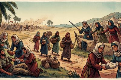 Muslim women supporting and defending the community during early Islamic battles