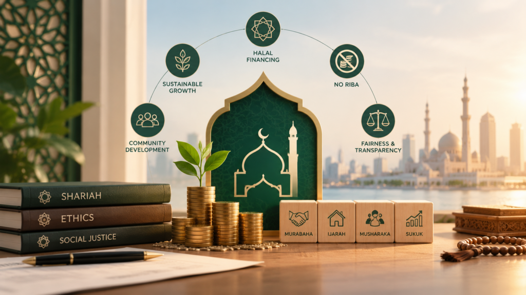 Conceptual illustration of Islamic banking